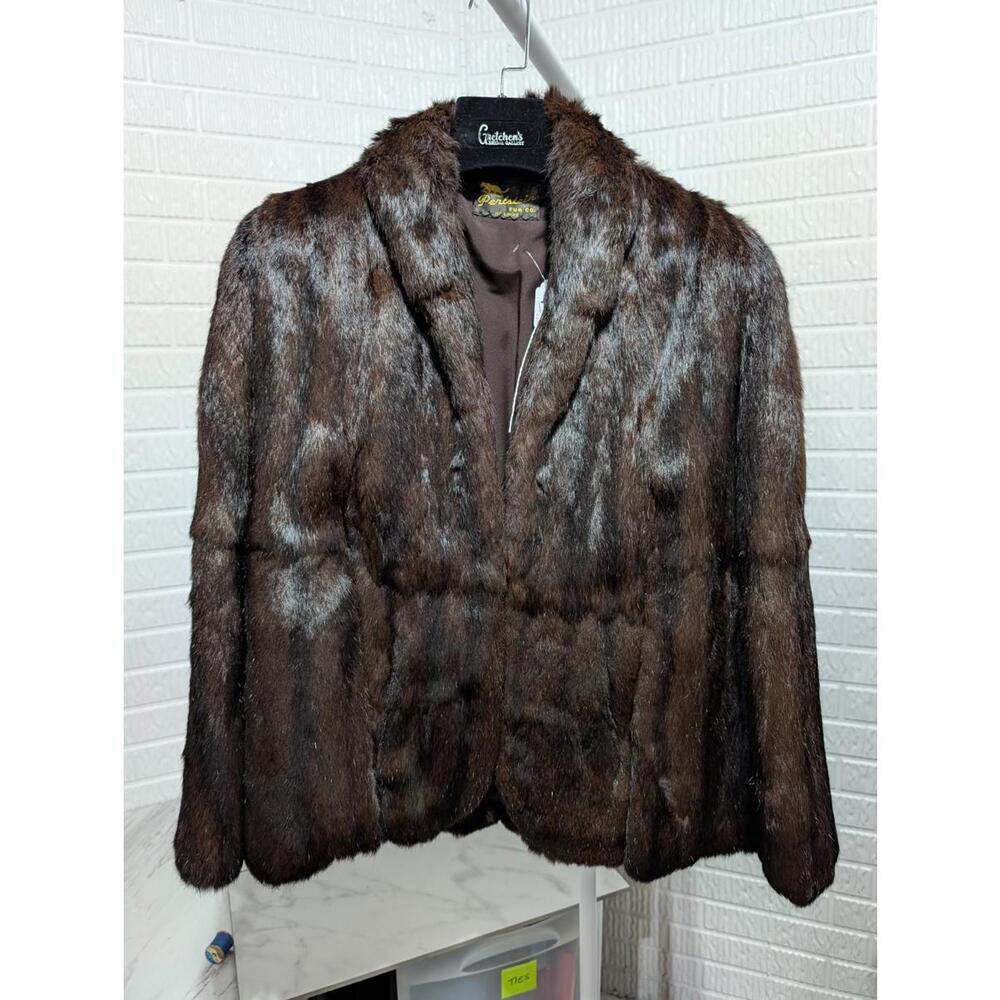 Perlstein Fur Co. Brown Dyed Rabbit Mid Length Fur Cape